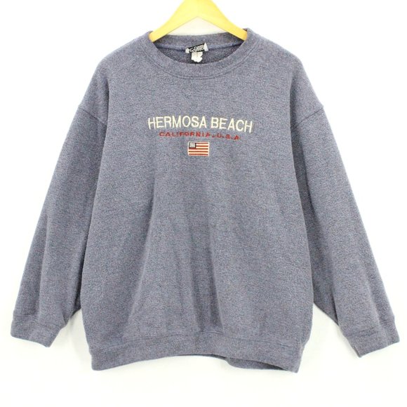 Vintage Lagaci Sport Sweatshirt Crewneck Men's Gray Pullover Hermosa Beach 2XL - Picture 1 of 9